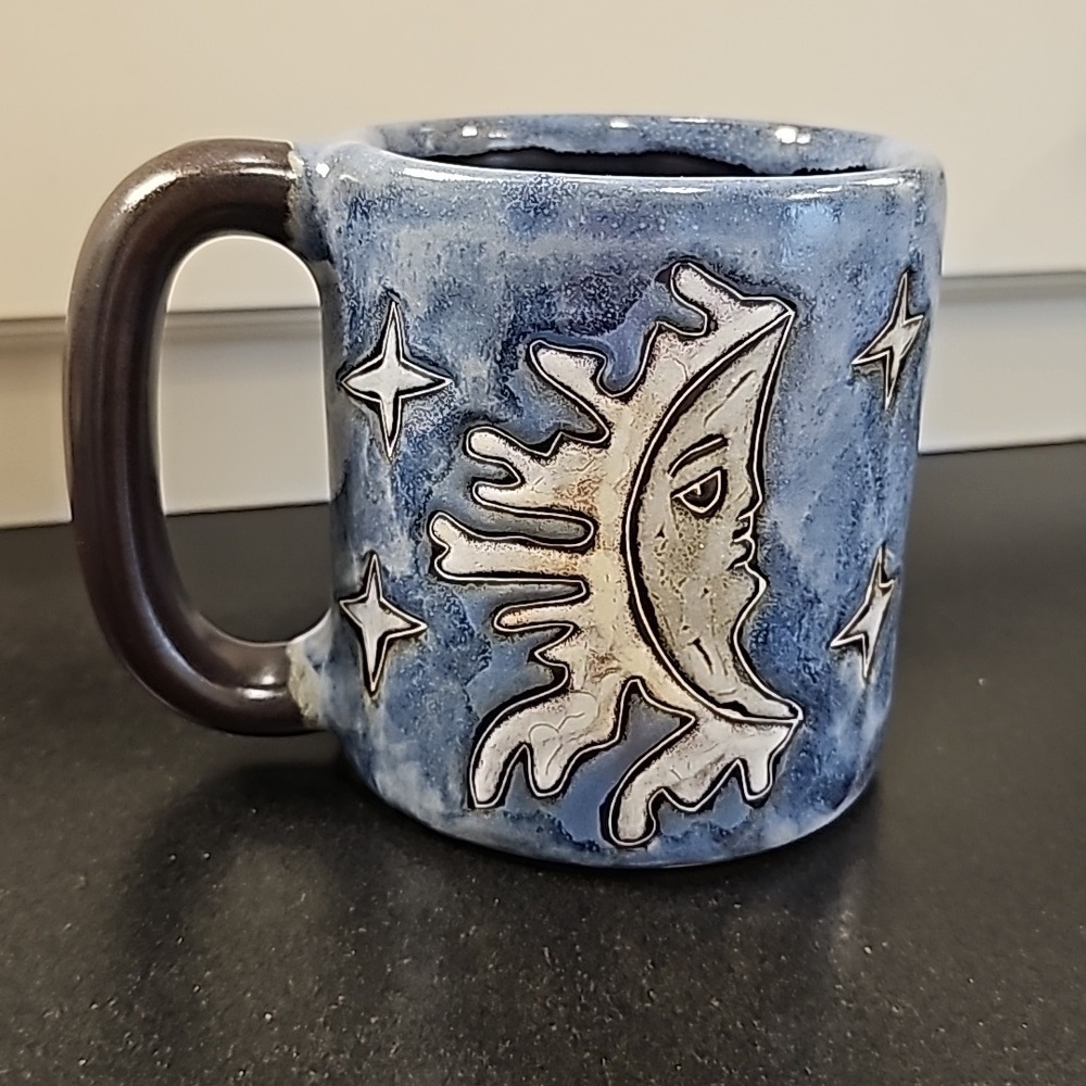 Mara Stoneware Blue Celestial Signed Mug - Size 16 oz - Picture 4 of 8